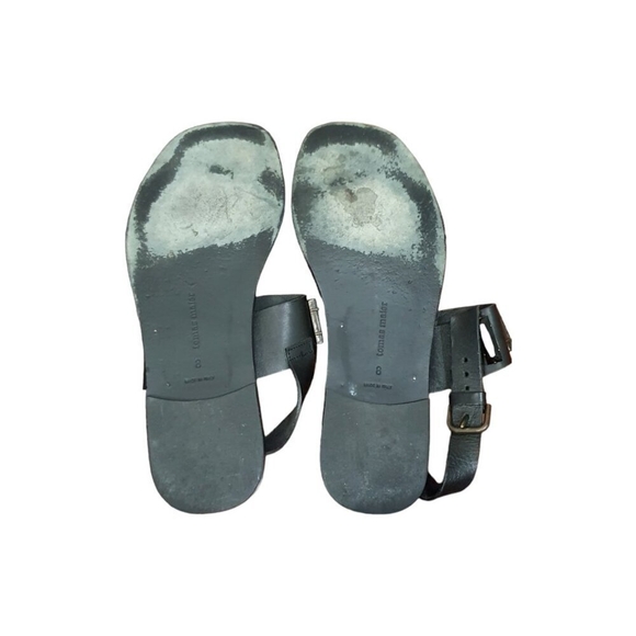 Tomas Maier Black Jewel Sandal Toe Loop Ring Gladiator Flat Boho Size 8 - Picture 13 of 13